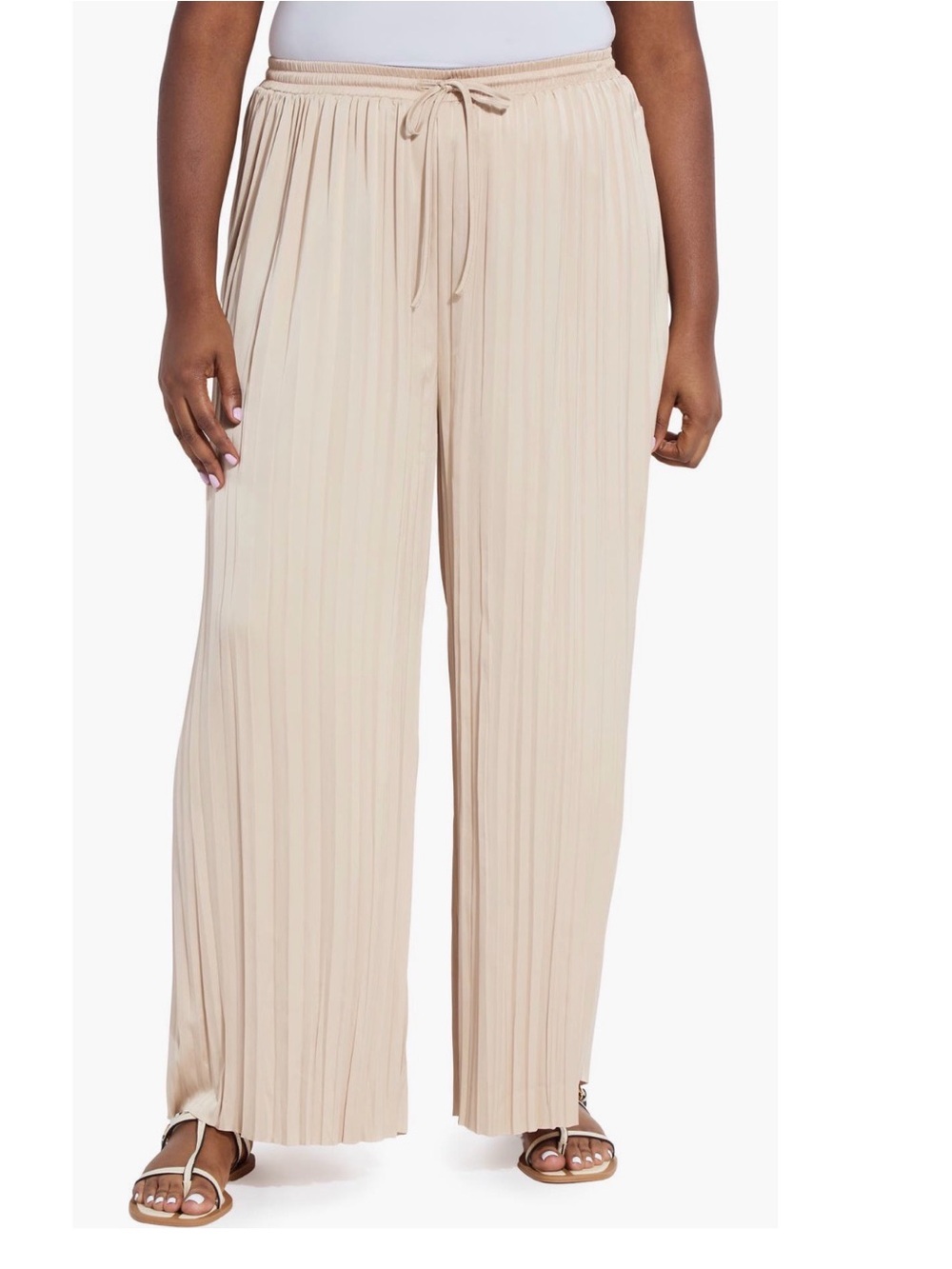 Lysse The Packable Pleated Wide Leg Satin Pants- Brand New With Tags